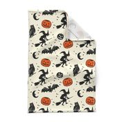 Bats and Jacks ~ Black on Cream with Orange Jacks