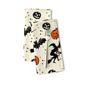 Bats and Jacks ~ Black on Cream with Orange Jacks