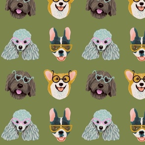 Dog pop art green