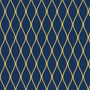 Dark blue with Mustard Yellow Trellis - Large