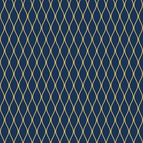 Dark blue with mustard yellow trellis -Medium