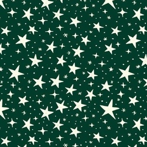 Ditsy Classic Deep Green Christmas Stars 6x6