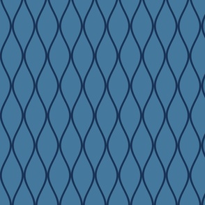 Trellis Mid blue with dark blue lines - large