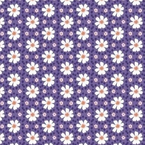 Retro Pop Daisies on Purple - Cute Geometric Flowers for Halloween