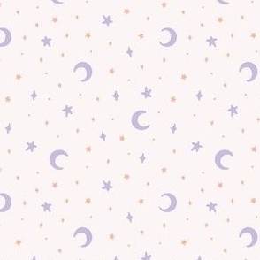 Pastel Stars and Moons on Ballet Pink - Cute Pastel Halloween Moons