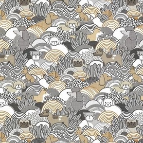 Dog Park- Silver and Gold- Neutral Colors- Dogs Wallpaper- Corgi- Chihuahua- Doxie- Dashchund- Pug- Shih Tzu- Poodle- Schnauzer- Spaniel- Rescue Pets- sMini