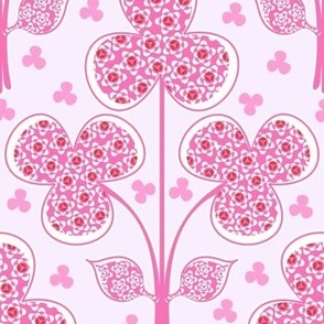 bright pink geometric stylised floral large scale for wallpaper and bedding
