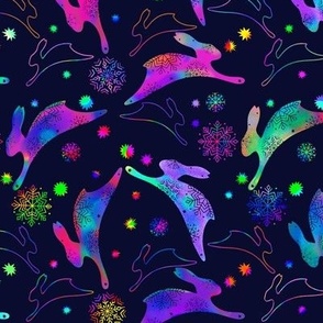 Neon bunnies crazy pattern