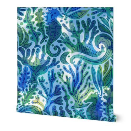 I spy a seahorse aqua wallpaper scale