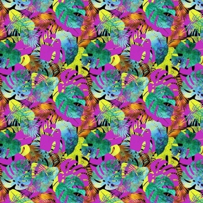Seamless Bright tropical leaves pattern