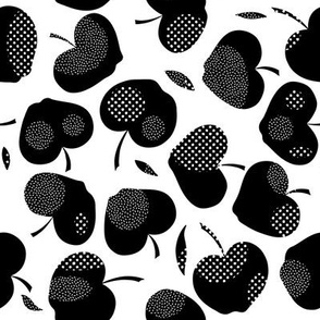 Monochrome black and white apples pattern