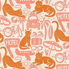 Vacation Cats - 6" medium - orange, peach, and alabaster 