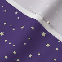 Hand drawn Yellow stars on purple night sky, seamless star pattern
