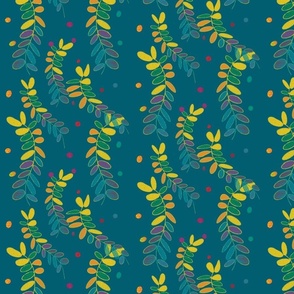 Falling Leaves - Teal Blue