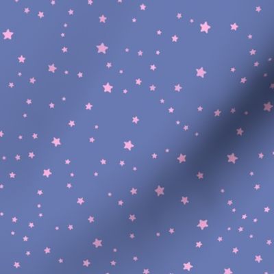 Hand drawn Pink stars on blue purple sky, night sky, seamless star pattern