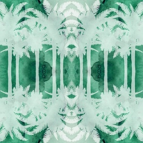 Emerald Green Watercolor Palm Tress