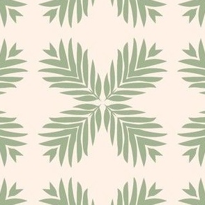 Cohesion 25-01: Retro Cross Botanical Seamless Pattern (Leaves, Cream, Tan, Green, Sage)
