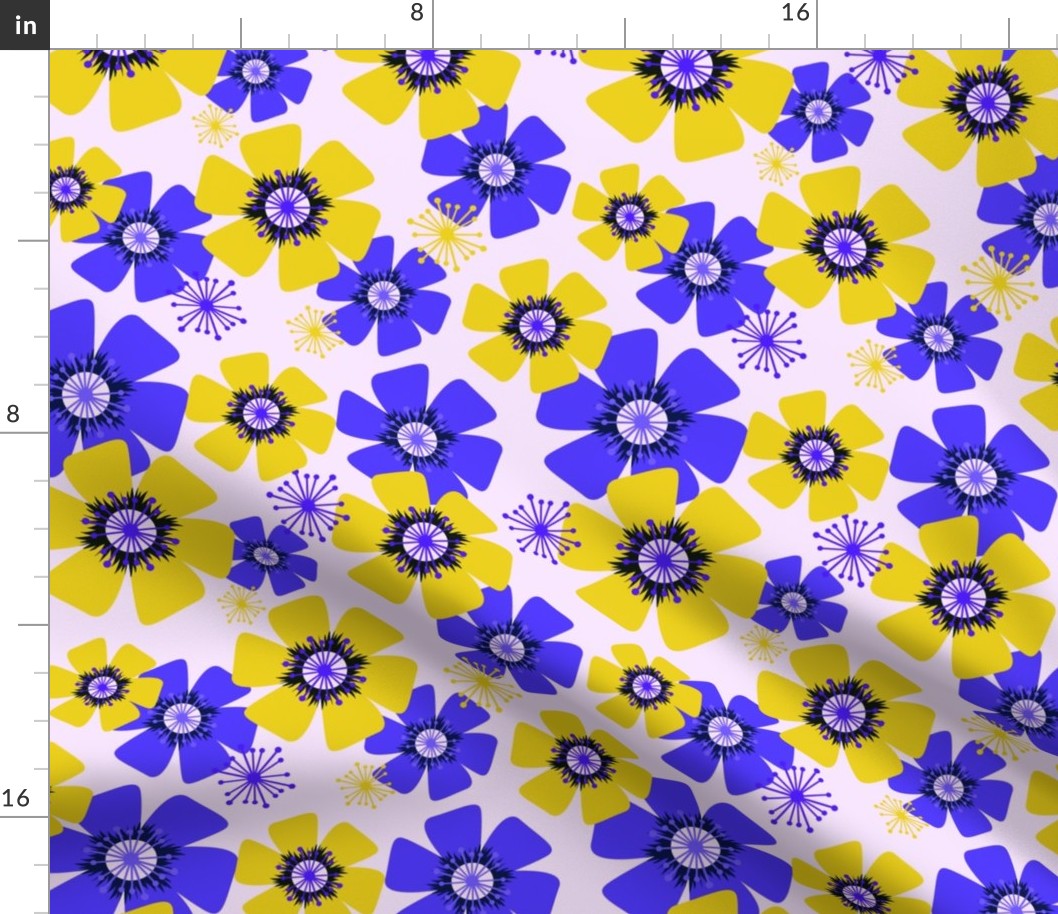 70s Floral Pattern - Canary