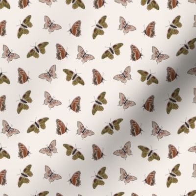 3x3 Butterflies - Small Scale - Retro Butterfly - Line Art Butterfly/Cream - Pink Butterflies - Butterflies Aesthetic