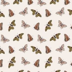 3x3 Butterflies - Small Scale - Retro Butterfly - Line Art Butterfly/Cream - Pink Butterflies - Butterflies Aesthetic