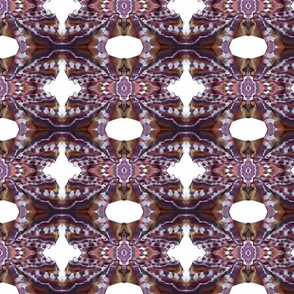 Chocolate Brown Abstract Design with White circles and diamonds shapes.