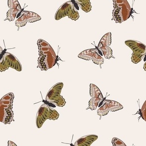 9x9 Retro Butterflies - Medium Scale - Line Art Butterfly - Pink Butterflies - Butterflies Aesthetic - Cream