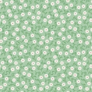 Prairie Flowers - Small - Spring Mint Green & Natural Floral White - Spring Bloom