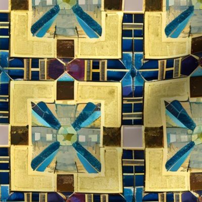 Lapis Lazuli, Goldleaf, Chalcedony Roman Mosaic