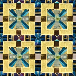 Lapis Lazuli, Goldleaf, Chalcedony Roman Mosaic