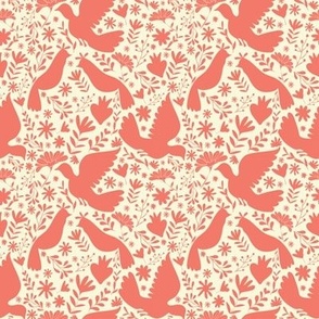 Otomi birds beige-coral Small