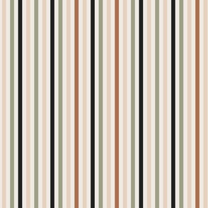 Stripes - Small Scale - Terracotta and Green