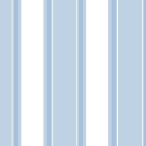 classic stripe - fog and white wide stripes -  blue coastal wallpaper and fabric