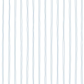 fog duo crooked lines on white - light blue wonky stripe - blue coastal wallpaper and fabric