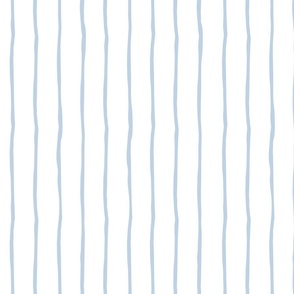 fog crooked lines on white -  white wonky large stripe - blue coastal wallpaper and fabric
