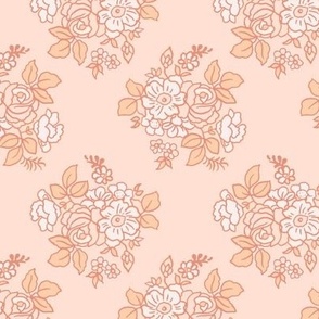 Romantic floral bunches, coral 
