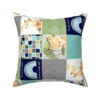 4 1/2" Freddie Fox Quilt Blanket – Baby Fox + Rainbows Patchwork Nursery Fabric, Bedding Cheater Quilt A, ROTATED