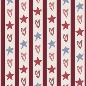 Pastel pink plum purple and blue hearts stars and stripes 