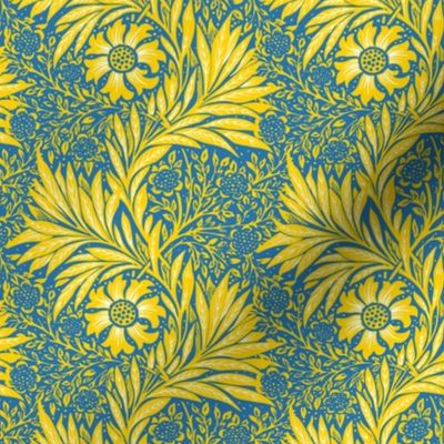 1875 Marigold by William Morris - U of California Los Angeles colors - Gold and White on Blue