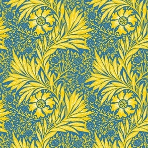 1875 Marigold by William Morris - U of California Los Angeles colors - Gold and White on Blue