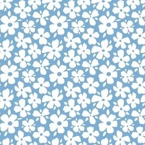Light Blue and Navy Graphic Flowers extra small lt. blue