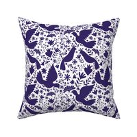 Otomi birds white-indigo BIG