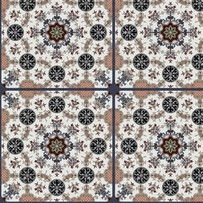 Art Nouveau Floral Tiles with Slate Grout - Square