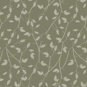 Leaf Vine Branches Floral in Moss Olive Green and Sage