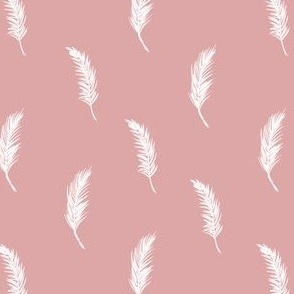 White Palm Leaves on Pale Pink- Small 5"x5"