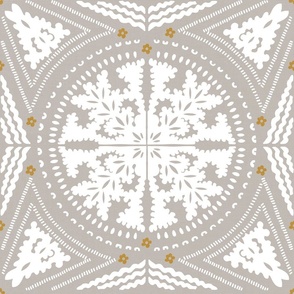 Floral Geometric Dove Grey Dijon Large