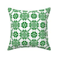 Green and white Latvian star, nordic traditional pattern medium scale