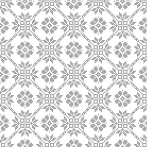 Gray and White Latvian eight point star and sun traditional folk pattern medium scale