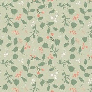 Romantic ditsy floral, green