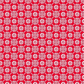 Red and white Latvian star, nordic traditional pattern medium scale