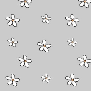 White Flowers on Gray 